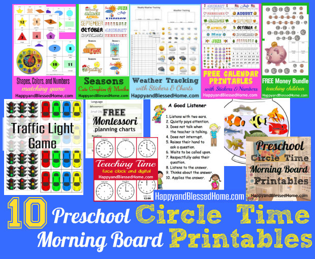 10 Preschool Circle Time Morning Board Printables HappyandBlessedHome.com