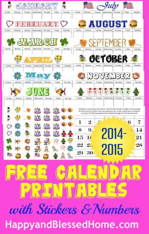 FREE Calendar Stickers and FREE Tracing Calendar