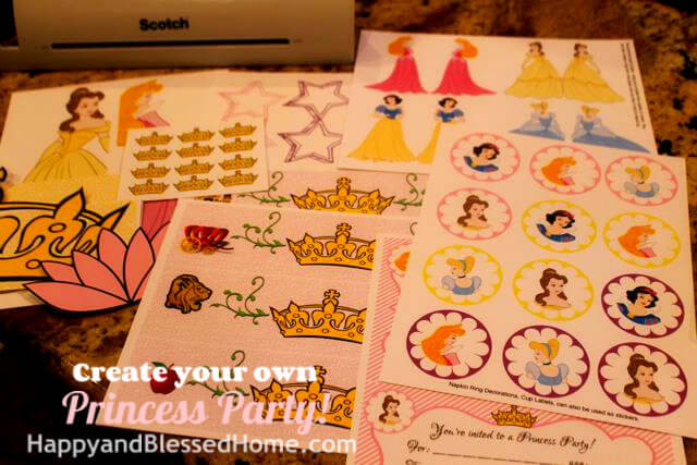 Create Your Own Princess Birthday Party FREE printables 2 HappyandBlessedHome.com