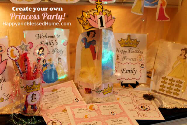 Create Your Own princess Birthday Party FREE Printables HappyandBlessedHome.com