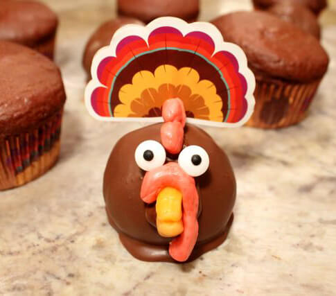 The perfect cupcake topper for Thanksgiving - OREO Cookie Turkey Balls Recipe