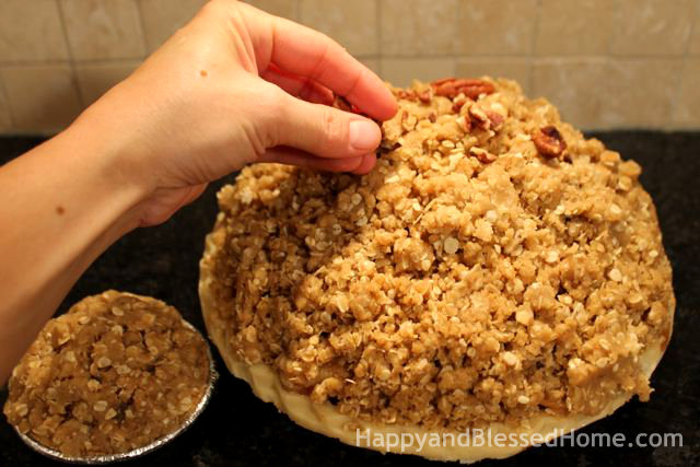How to Make Carmel Pecan Apple Pie -Add Pecans- Delicious Holiday Dessert, Thanksgiving Pie or Christmas Pie from HappyandBlessedHome.com