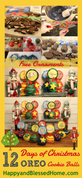 12 Days of Christmas Oreo Cookie Balls with FREE Printable Ornaments All Steps HappyandBlessedHome.com