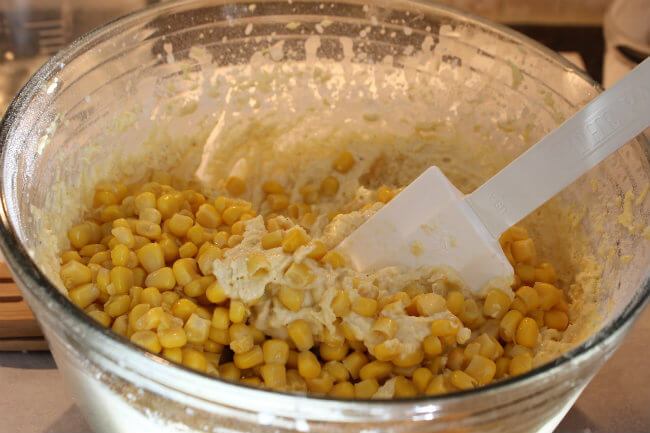 Creamy Corn Bread Recipe Fold in the Corn Kernels Last HappyandBlessedHome.com
