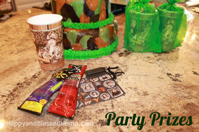 Hunting Theme Parties with Camouflage and Duck Dynasty Party Prizes from HappyandBlessedHome.com