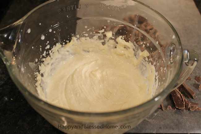 Whip the cream cheese butter and wet ingredients first HappyandBlessedHome.com