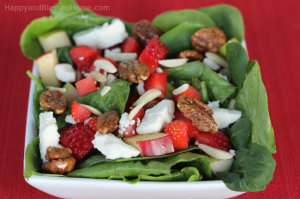Apple Pear Feta Strawberries Candied Pecans and Sliced Alomond Salad from HappyandBlessedHome