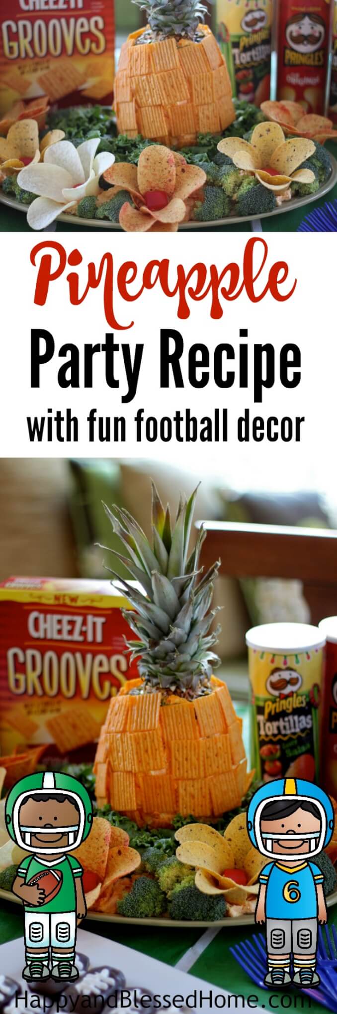Football Party ideas including an awesome Pineapple Party Recipe, football cookies, tips for making memories and easy cleanup. Plus, FREE football party printables!