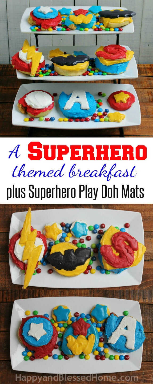 Superhero-Themed-Breakfast-with-Pepperidge-Farm-Sweet-Rolls-and-Play-Doh-Placemats-for-Kids-from-HappyandBlessedHome
