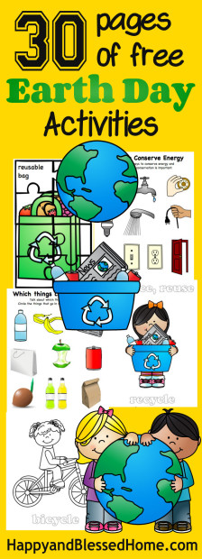 30 Pages of Free Earth Day Activities for Kids from HappyandBlessedHome.com