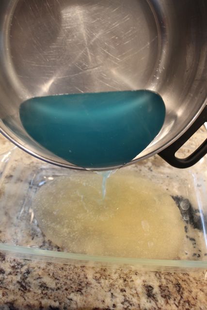 Add hot Capri Sun Roarin' Waters to Gelatin Mix to create Bubble Guppies Jello Recipe from HappyandBlessedHome.com