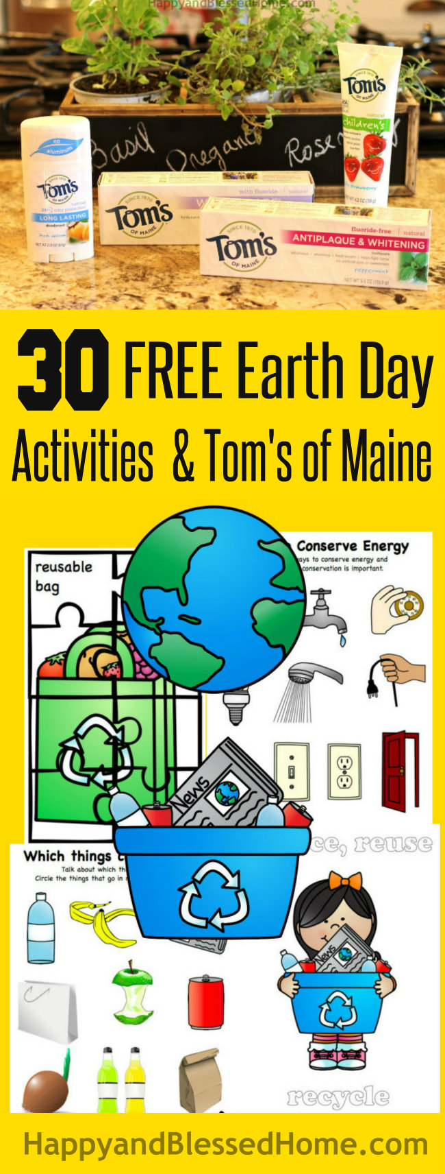 Fun 30 FREE Earth Day Activities for Kids and FREE Coloring Book from Tom's of Maine from HappyandBlessedHome.com