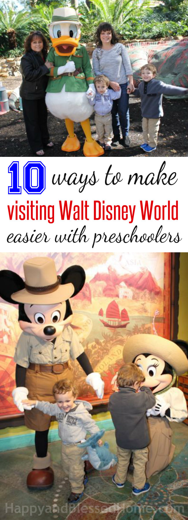 10 Ways to Make Visiting Walt Disney World easier with preschoolers and free stroller tags from HappyandBlessedHome.com