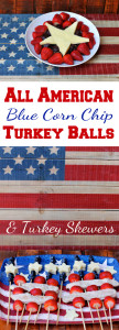 All American Blue Corn Chip Turkey Balls and Turkey Skewers Recipes from HappyandBlessedHome.com