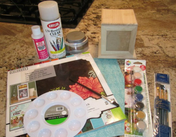 Father's Day Wood Photo Box Craft Supplies Tutorial on HappyandBlessedHome.com