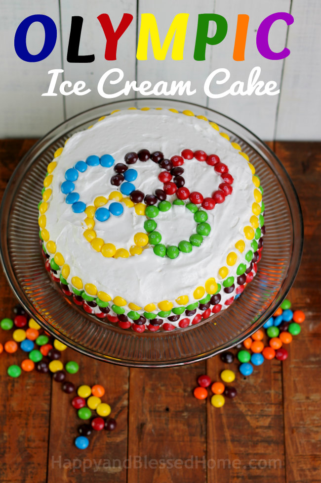 Olympic Ice Cream Cake Easy Ice Cream Cake recipe from HappyandBlessedHome.com