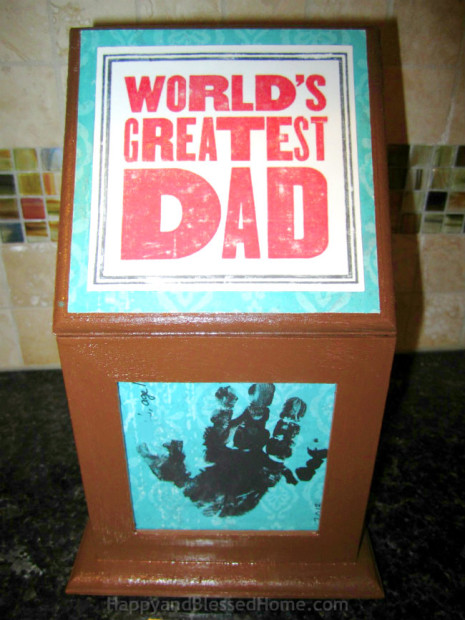 Wood Photo Box Father's Day Gift Idea and easy Father's Day Craft from HappyandBlessedHome.com