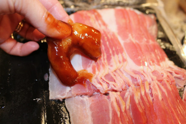 Huggies wipes in the kitchen can keep messes at bay while you make bacon wrapped shrimp