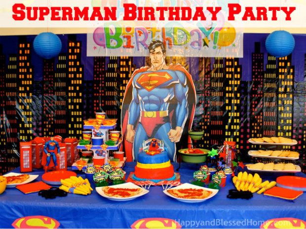 Superman Birthday Party Decorations Table Setting Superhero Party Fun HappyandBlessedHome