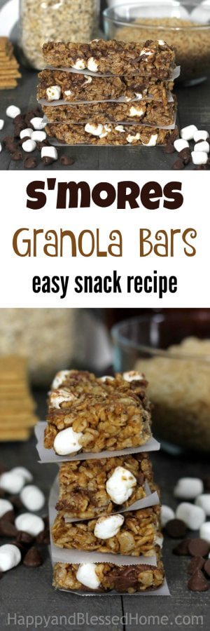 S'mores Granola Bars - easy snack recipe - no bake