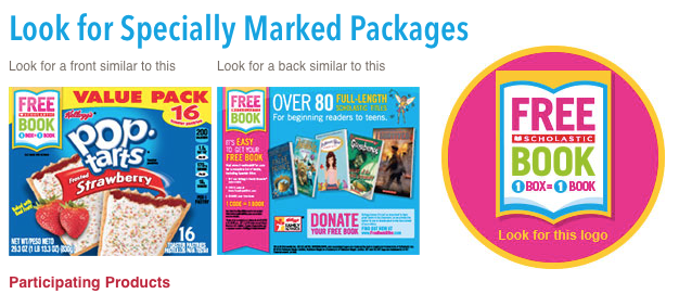 Specially Marked Kellogs Products for One Free Scholastic Book