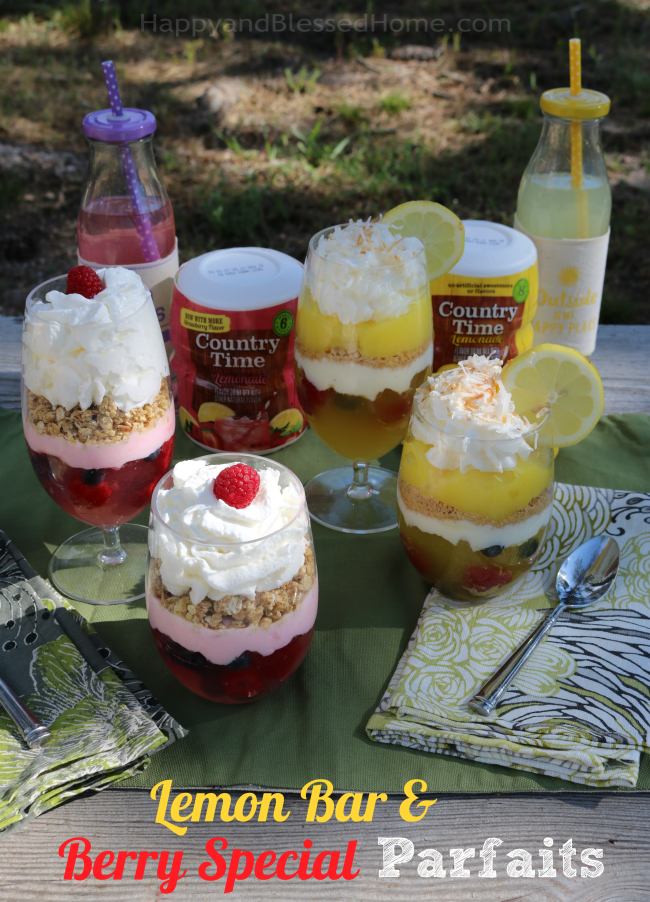 Lemon Bar and Berry Special Parfaits easy dessert recipes by HappyandBlessedHome.com