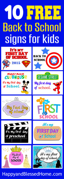 10 Free Back to School Signs for Kids from HappyandBlessedHome.com