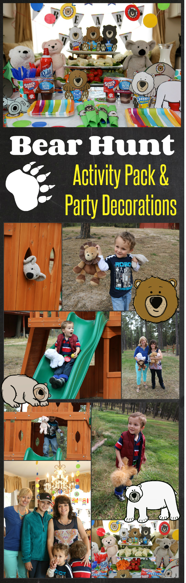 Easy play date idea and Fun Kids Activity - a Bear Hunt activity pack and party decorations by HappyandBlessedHome.com.jpg