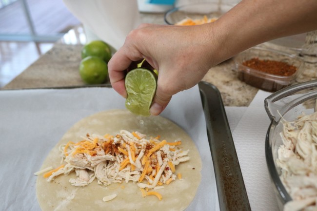 Add some lime to your chicken taquitos for extra flavor