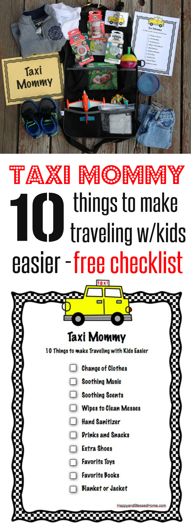 Easy free checklist to help moms stay organized with kids in the car!