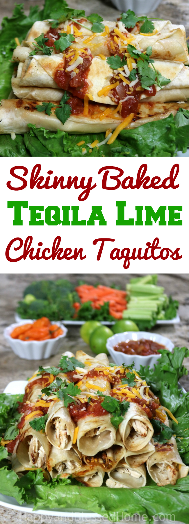 Ugh - so melt in your mouth good! Skinny Baked Tequila Lime Chicken Taquitos - my husband loved these!