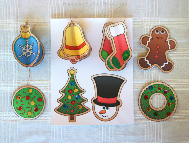 12 Different Designs FREE Christmas Ornaments printables fun Christmas Craft for Kids