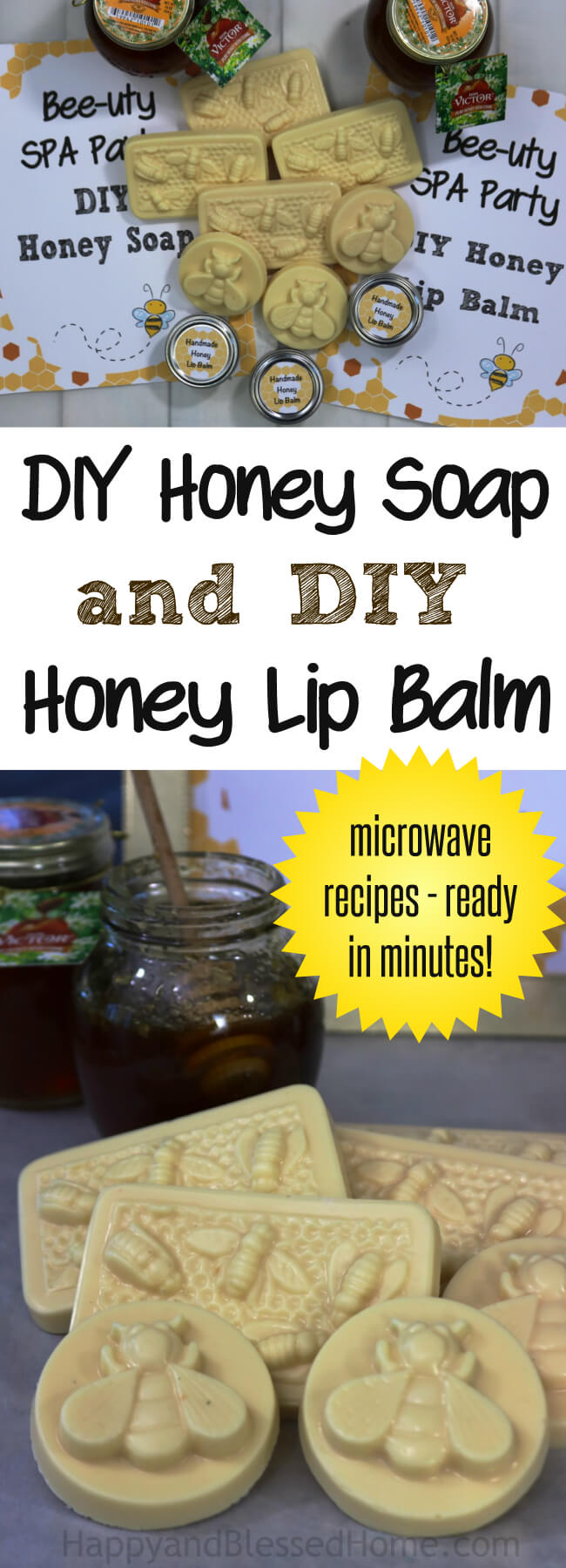 Easy Microwave Recipes for DIY Honey Soap and DIY Honey Lip Balm - Handmade gifts ready in minutes