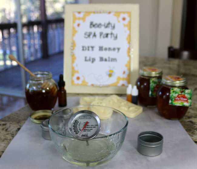 Use a thermometer to keep your honey lip balm mix at 100 degrees before you add the honey