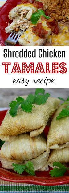 Easy recipe for shredded chicken tamales with savory flavor and less than 2 hour prep and cook time recipe - Mexican dinner made easy