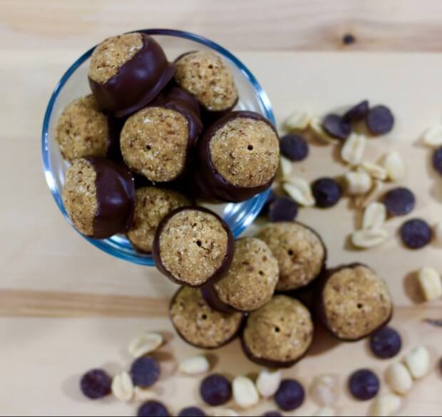 A protein powered snack - SKINNY Peanut Butter and Chocolate Buckeyes