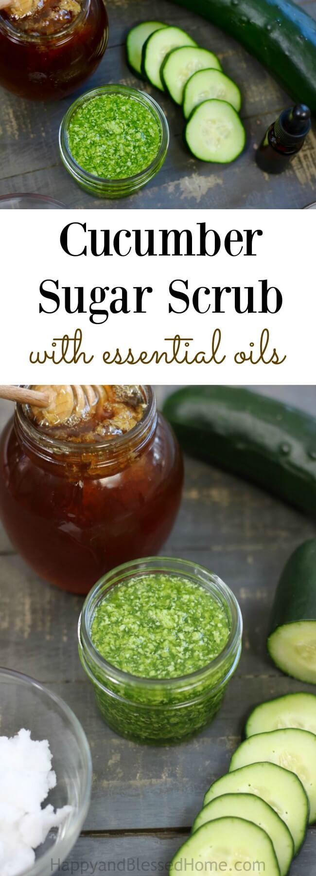 Easy DIY Cucumber Sugar Scrub with Essential Oils for an easy beauty routine