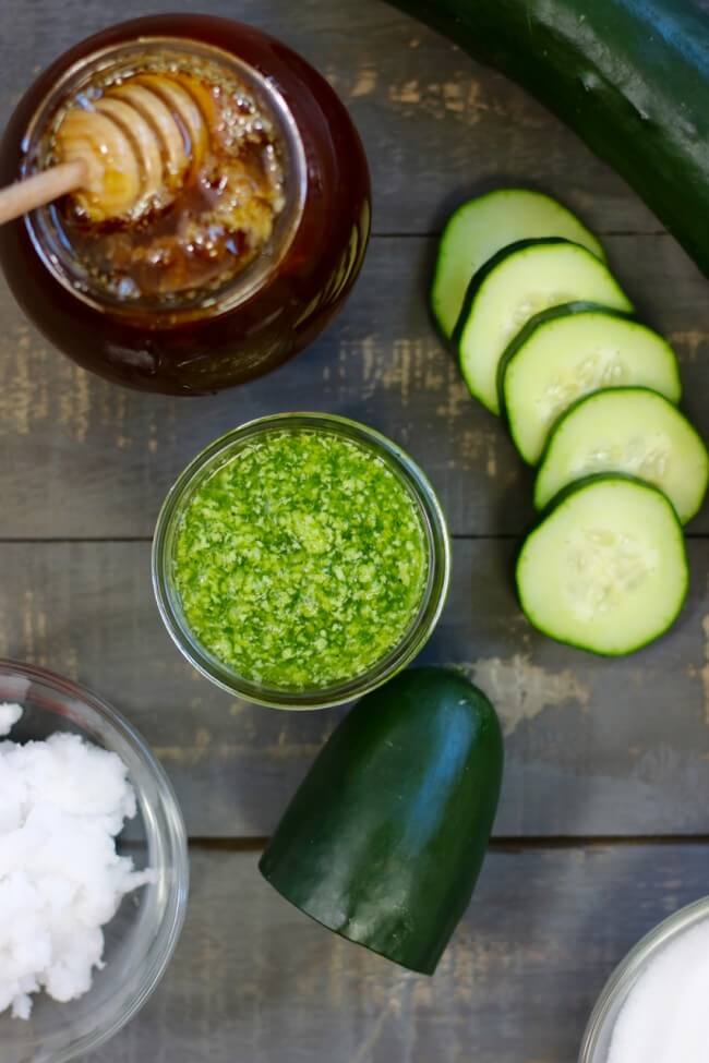 DIY Cucumber Sugar Scrub with essential oils