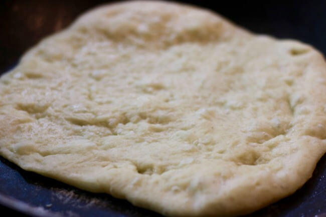 The Flat Bread dough will puff up when ready