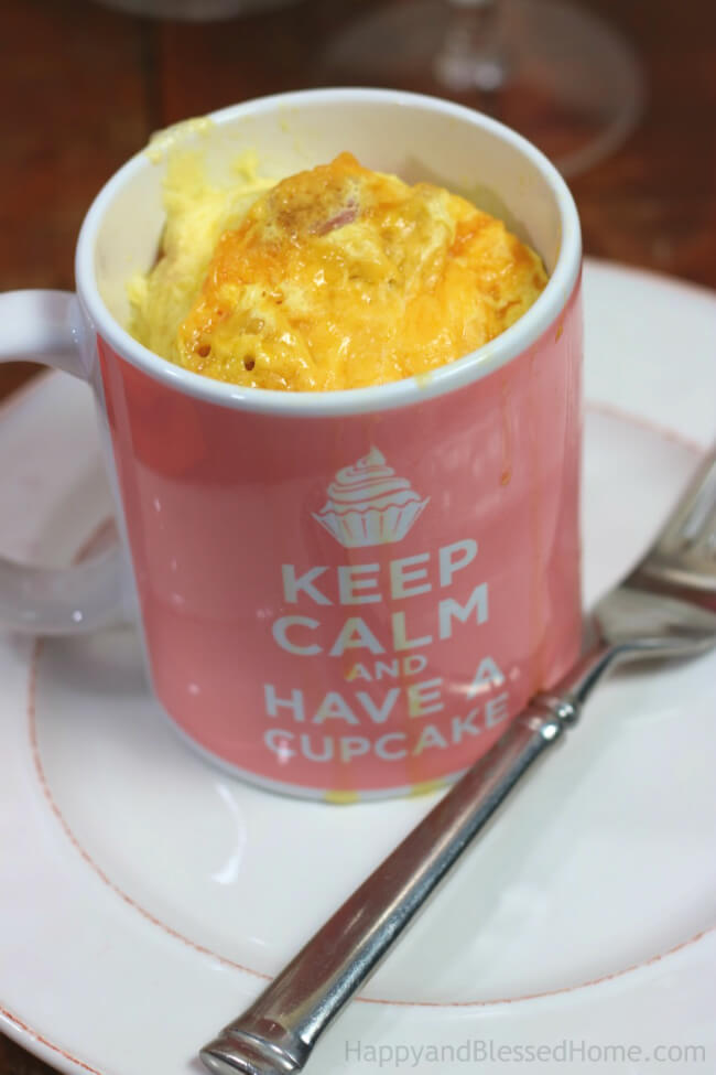 Denver Omlette in a Mug that reads Keep Calm and Have a Cupcake