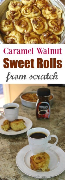 Easy Recipe for Caramel Walnut Sweet Rolls from Scratch - perfect fpr breakfast or as an after dinner dessrt