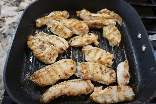 Pan grill the chicken for this Easy Mexican Fajitas Recipe