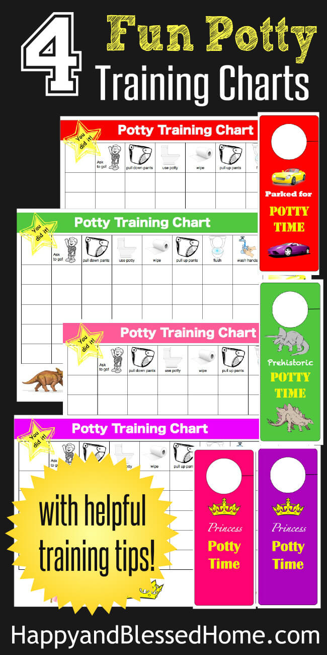 4 Potty Training Charts with helpful Potty Training Tips