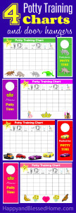 4 Styles of Potty Training Charts for Boys and Girls and Door Hangers - great for rewarding potty training efforts