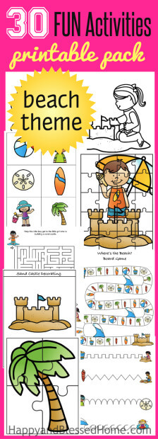30 FUN Beach Themed Activities Printables Pack - great fun for kids!