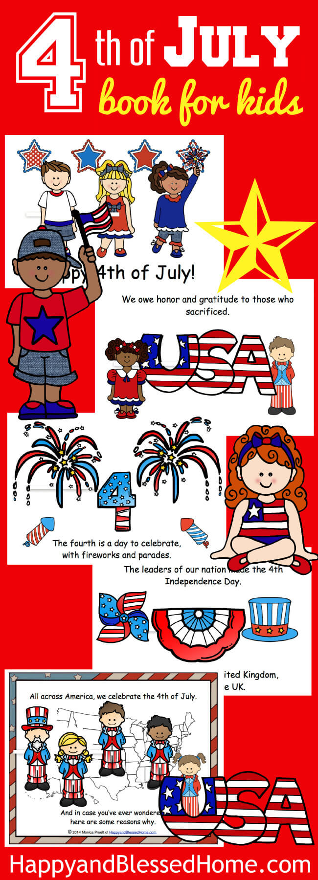 FUN Patriotic 4th of July Book for Kids by HappyandBlessedHome.com