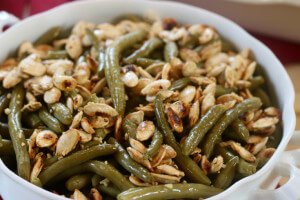 Green Beans with garlic and roasted pumpkin seeds