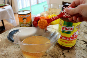 Mexican Corn Bread Stuffing with Jalapeños - mix the chicken broth