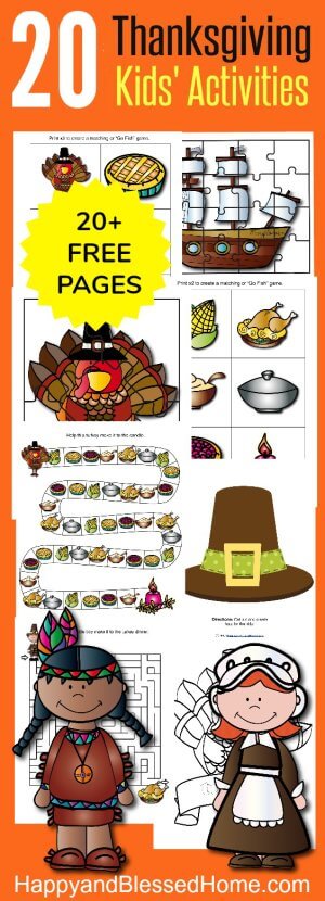 Over 20 FREE Pages Thanksgiving Kids Activities