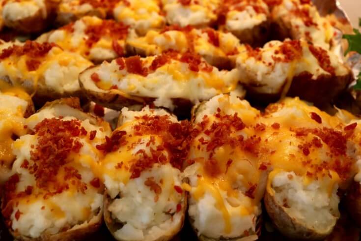 Bacon is the perfect topping for these Jalapeño popper twice baked potatoes